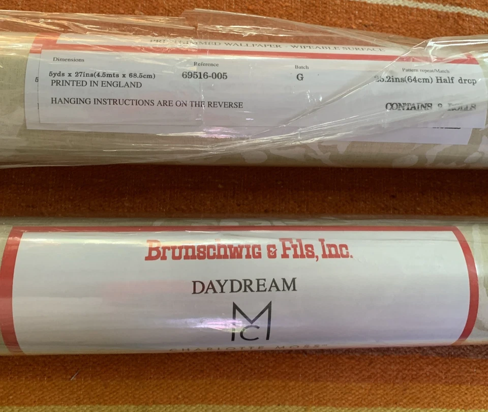 2 Rolls Wallpaper  Brunschwig & Fils Day Dream Charlotte Moss Sealed England - Image 2 of 4