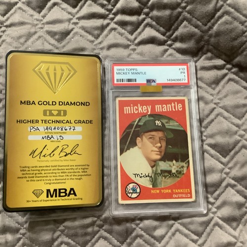 1959 Topps #10 Mickey Mantle Psa 1 MBA Gold Centered
