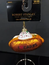 *NEW* ROBERT STANLEY 2.5" X 3.5" GLASS I LOVE CARBS POTATO FOOD ORNAMENT 1R