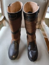Rydale Long Boots Size 5 .5 Brown Leather Zip and Sticky Strap Fastenings 
