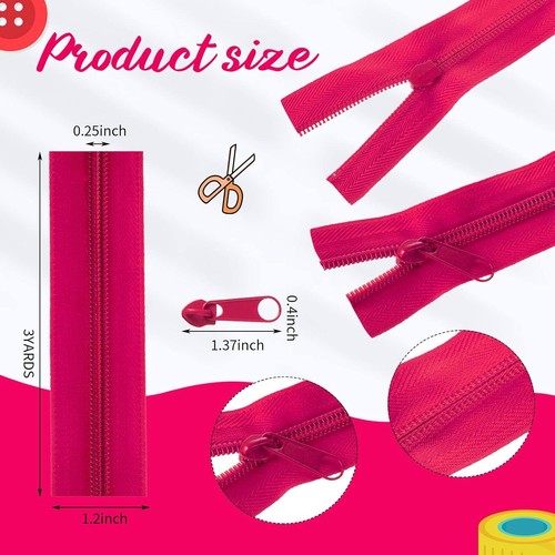 Durable Nylon Zippers: 90 Yards with 300 Sliders in 30 Colors for All Projects - Picture 4 of 8