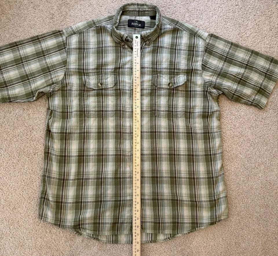 Camisa de manga corta Red Head Brand Co para hombre talla XL abotonada verde a cuadros Foto 3 de 4