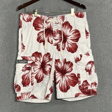 Abercrombie  Fitch Shorts Adult Small Red Cargo Floral Board Swim Trunks S