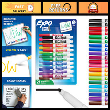 21 Count Fine Tip Dry Erase Markers - Low Odor Whiteboard Markers, Assorted Colo