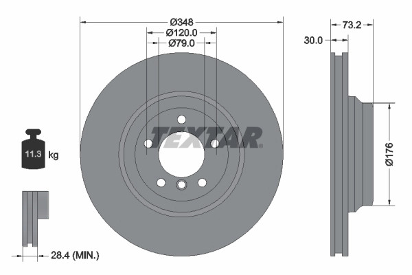 Disques de frein Textar 92155305 finition fonte grise premium pour moyeu BMW 6770729
