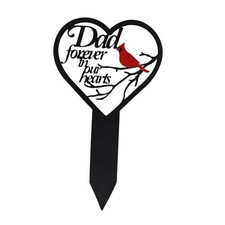Heart Memorial Plaque Stake Sympathy Grave Marker - Cardinals Garden Dad-A