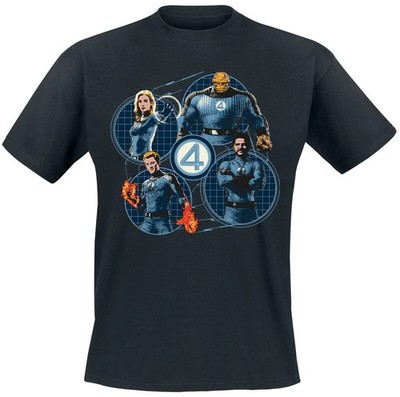 Fantastic Four T-Shirt Herren Group Grid Circle schwarz