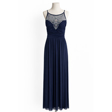 B. Darlin Navy Beaded Prom Gown Formal Evening Dress Glam Maxi 5/6
