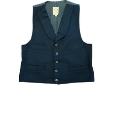 WAH  True West Outfitters Black Wool Button-Up Vest Made in USA