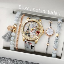 Women Quartz Watch 42mm Arabic Dial Leather Strap Fashion Casual Wristwatch USA