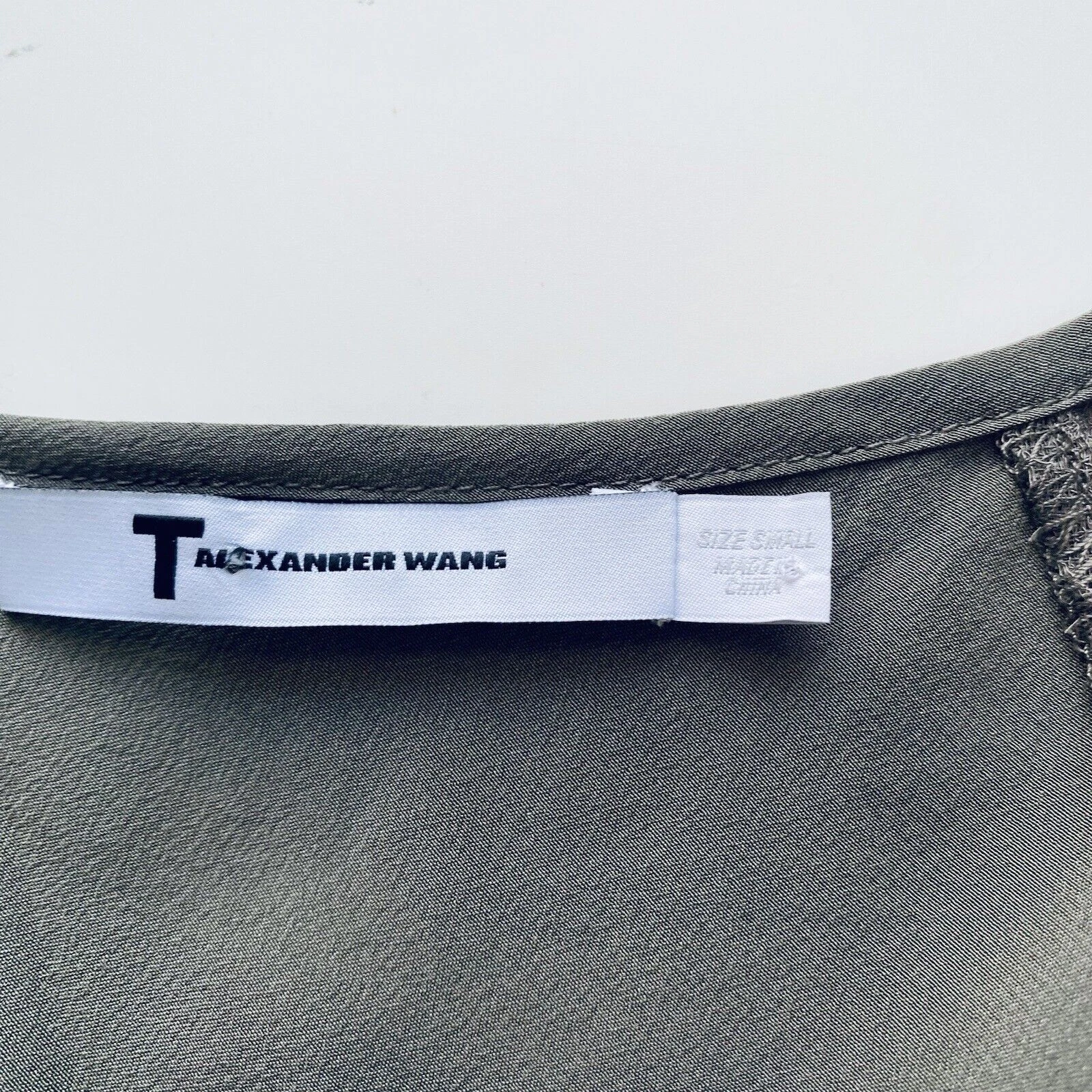 Alexander Wang T Abito Piccolo Verde Oliva Seta Cambio Mini Designer Minimalista