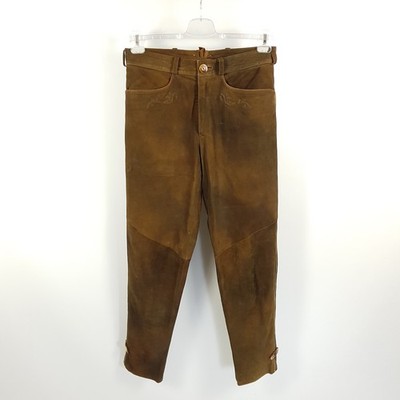 Spieth & Wensky Lederhosen Mens Sz 48 Brown Straight Pants Long Costume Leather