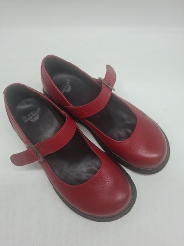 Dr. Martens 'Lynne' Red Leather Mary Janes Shoes with Buckle - UK 4 - Good Condi