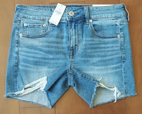 NWT AMERICAN EAGLE MIDI Sz 10 Light Blue Denim Jean Shorts Super Stretch 30x4.5