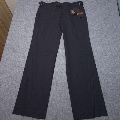 Zegna Sartorial Dress Pants Mens 35x36 Blue IT 52 Wool Adjustable Waist Pleated