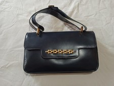 BORSETTA DONNA FINITURE COLOR ORO SIMILPELLE VINTAGE NEROBLU DA POLSO WRIST BAG 