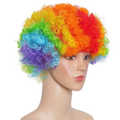Clown Wig Costume Accessories Short Colorful Afro Hair Wig for Women Men Adul...