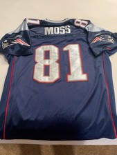 Randy Moss Reebook New England Patriots Authentic On-field Home Blue Jersey 50