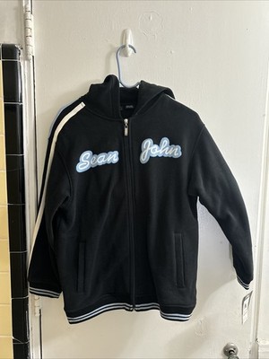 VTG Sean John Full Zip Hoodie Black Blue White Woman's  Medium NWT FREE SHIP