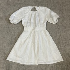 Reformation Irwin Dress Womens 2 White Linen Lined Open Back Mini Party
