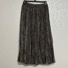Tiered Broomstick Maxi Skirt Animal Print Reversible Boho Brown Black Neutral M