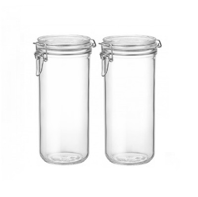 Fido Cylinder 33.75 oz Airtight Glass Canister (Set of 2) - BPA Free Ingredie...