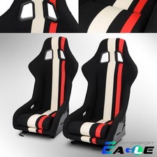 Universal Main Black Redwhite Side Bucket Pvc Leather Sport Racing Seats Pair Universal Main Black Redwhite Side Bucket Pvc Leather Sport Racing Seats Pair