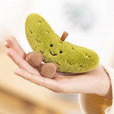 Jellycat-Amusable Green Sour Pickle Plush Keychain Soft Stuffed Toy-Gift NWT Bag