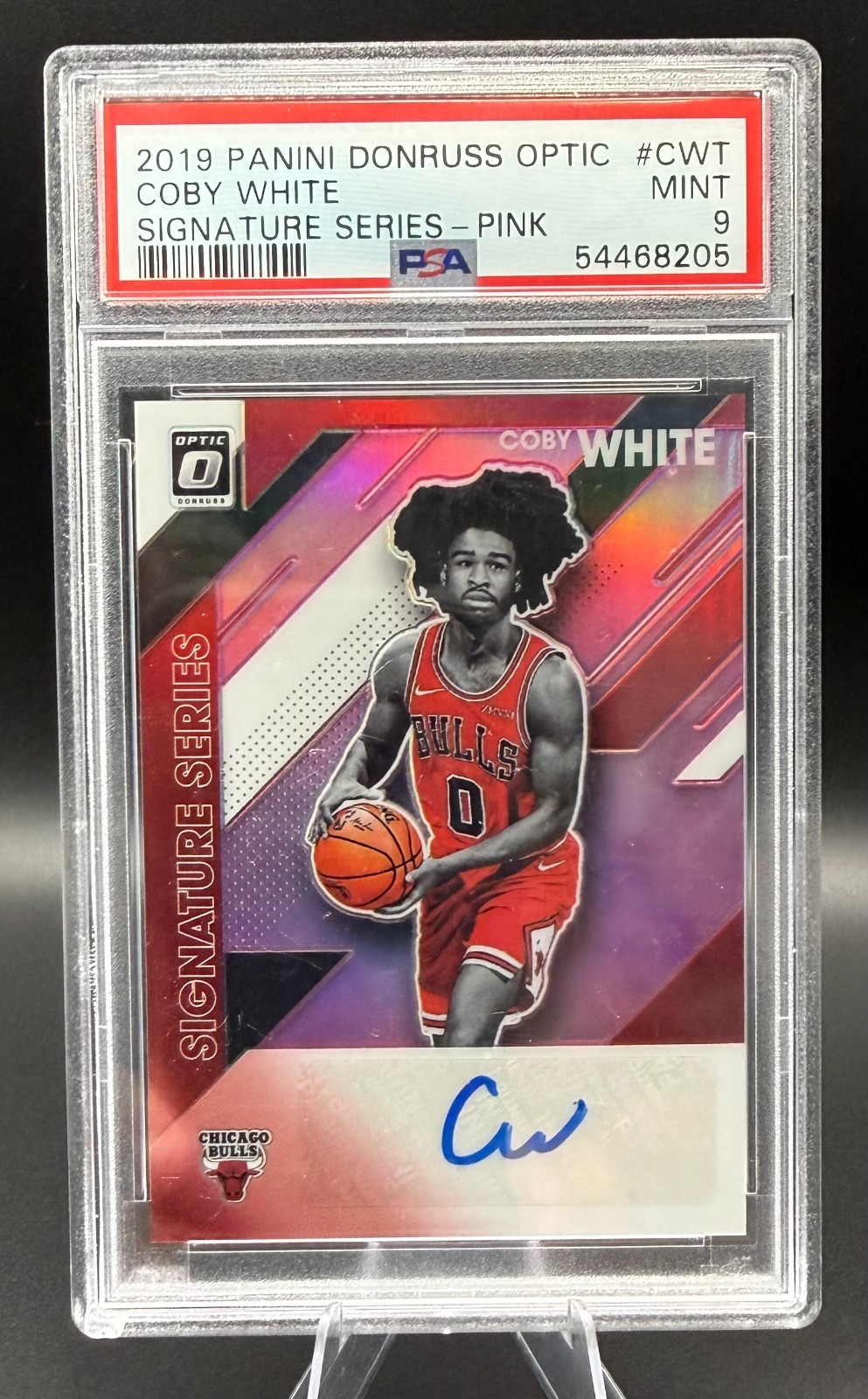 Coby White 2019 Panini Donruss Optic #CWT Sign. Series PINK 14/25 - PSA 9 - 1280