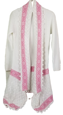 SO Shagun Oswal,  Cardigan Type Sweater with Pink Trim & Pom Poms as Accents