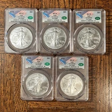 X5 2024 ASE Silver Eagle First Delivery Paul Nugget Auto NGC MS 70