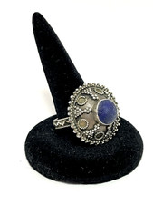 Vintage 925 Sterling Silver Lapis Lazuli Southwestern Ring Sz 8 3/4" 7.09g