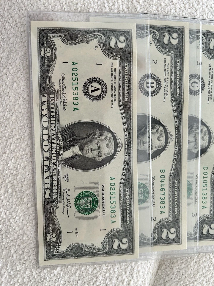 Billetes De 2 Dólar Año 2003 En Secuencia De Letras Y Números De La A a La L - Imagem 2 de 4