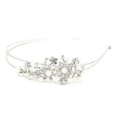 Wedding Rhinestones/pearl flowers silver Metal Head Jewelry bride Headband 111