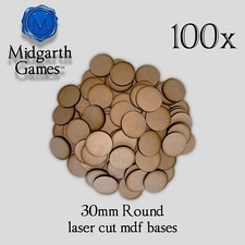 100x Round 30mm MDF Miniature Bases Warhammer Laser Cut 40K FAST SHIPPING