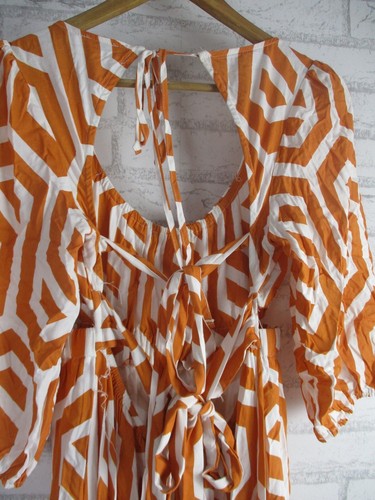 Pink Diamond womens maxi dress orange white stripe 14 cutouts - Picture 8 of 10