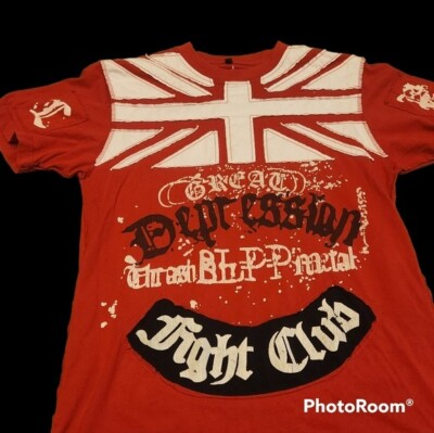 Blac Label Men's Graphic Fight Club Depression Burn this City T-Shirt Sz XL Red