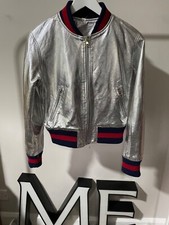 Bomber Jacjet Silver Sports Trim Designer Inspired Events And Festivals Size S