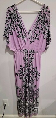 Just Love Paisley Print Criss Cross V-Neck Short Sleeve Long Maxi Dress Size 1X