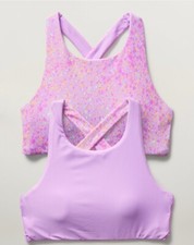 NWT Athleta Girl Sz L/12 Reversible High Neck Bikini Top "Sun Spray Lilac" NWT