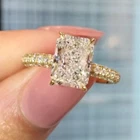 3.50CT Radiant Cut DE Moissanite Hidden Halo Wedding Ring 14k Yellow Gold Plated