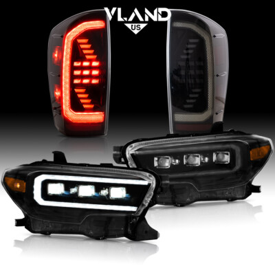 For 2016-2023 Toyota Tacoma VLAND Projector Headlights+LED Tail Lights W/Startup