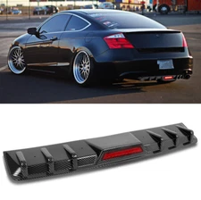Rear Bumper Diffuser Spoiler Lip w/LED Brake Light For Honda Accord Coupe 08-12