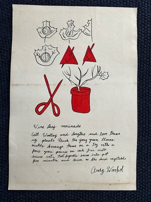 ANDY WARHOL drawing and painting on old paper signed stamped vintage