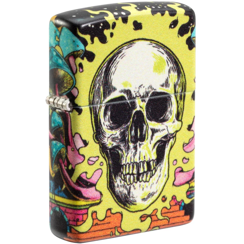 Zippo Windproof Lighter Skull Design Glow-in-the-Dark Finish Multicolor 48640