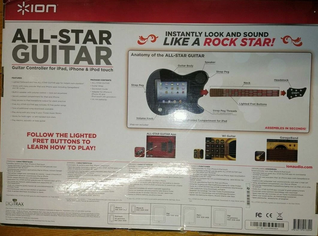 ION All Star Guitar Electronic Guitar for iPad 2 and 3 30 pin