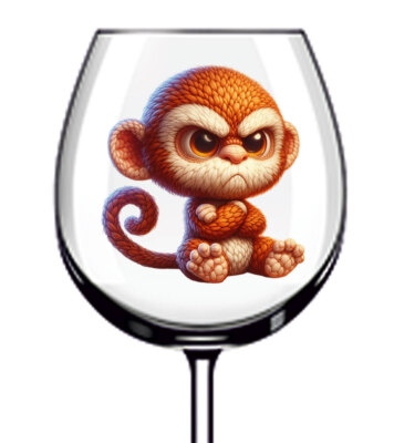 12x Bunt Lustig Häkeln Grumpy Affe Vinyl Aufkleber Aufkleber Wein Glas Flasche