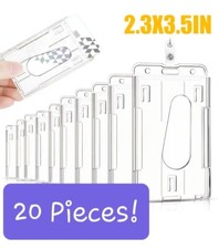 20 Pcs Vertical ID Card Badge Holder Hard Plastic Protector Cover US SELLER