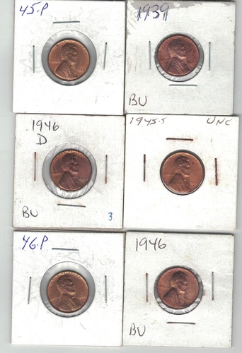 6 Coin Lot of LINCOLN Cents UNCIRCULATED See Dates Below