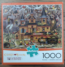 Buffalo 1000 Piece Jigsaw Puzzle Charles Wysocki, Trick or Treat Hotel, COMPLETE